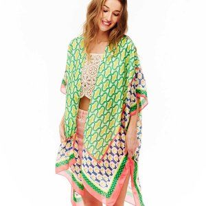 Womens Cardigan Festival Chill Chaser Longline Boho Printed Silky Open  Kimono